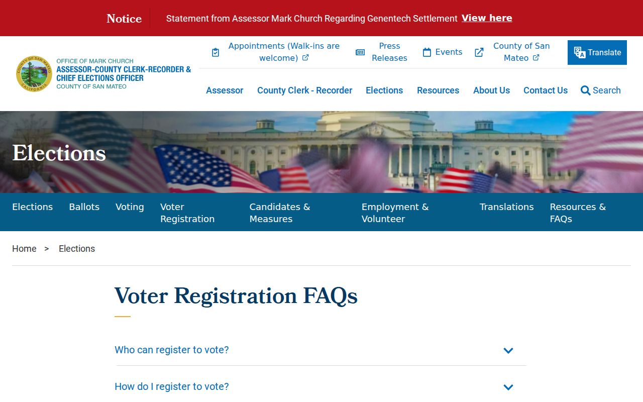 Burlingame neighbors county voter-registration FAQ self-lookup fields