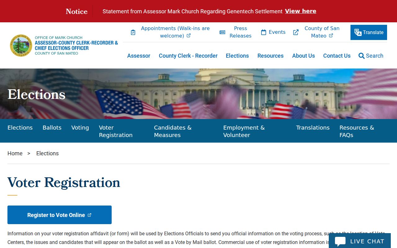 Burlingame neighbors county voter registration rules and lawful-use guidance
